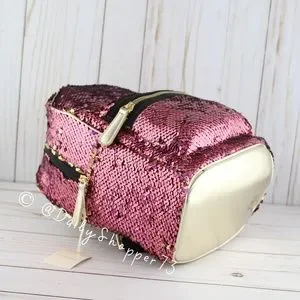 Primark Women\'s Pink / Gold Holographic Reversible Sequin Backpack Primark | Bags | Primark Womens Pastel Pink Holographic  main image 2